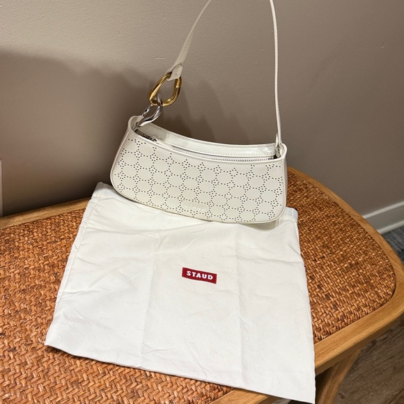STAUD Ollie White Perforated Shoulder Bag - Picture 3 of 3